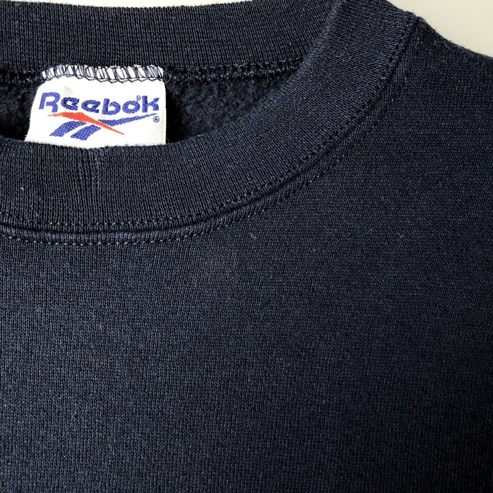 90'S Reebok One Point Logo Sweatshirt Trainer Made in USA Men's M Size Vintage cotton navy blue type Vintage Second Hand