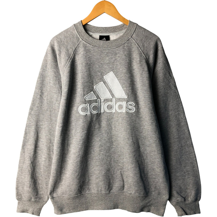 2000'S Adidas large logo sweatshirt, size M, men's cotton gray type Vintage Second Hand