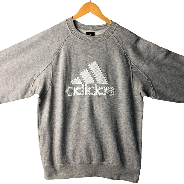 2000'S Adidas large logo sweatshirt, size M, men's cotton gray type Vintage Second Hand