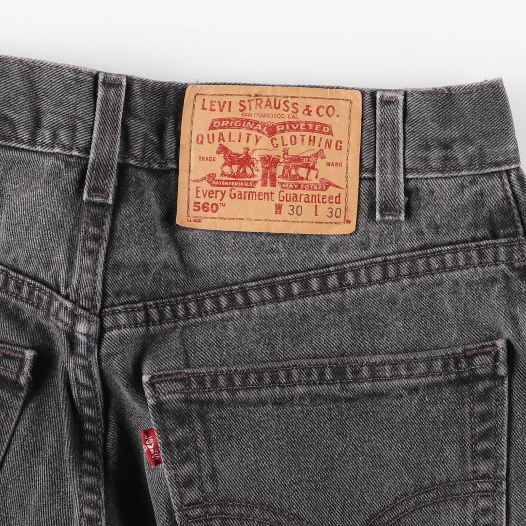 2000'S Levi's 00560-0260 Loose Fit Tapered Leg Black Denim Pants, Men's Size W30 cotton black type Vintage Second Hand