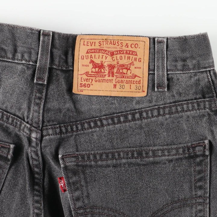 2000'S Levi's 00560-0260 Loose Fit Tapered Leg Black Denim Pants, Men's Size W30 cotton black type Vintage Second Hand