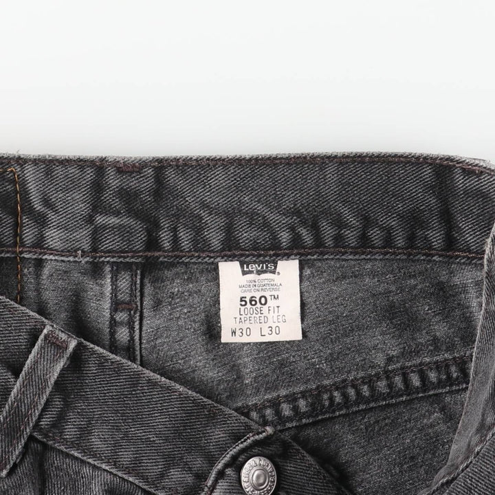 2000'S Levi's 00560-0260 Loose Fit Tapered Leg Black Denim Pants, Men's Size W30 cotton black type Vintage Second Hand