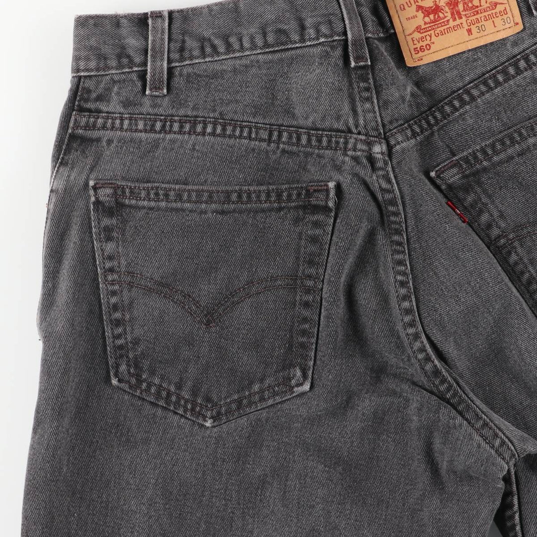 2000'S Levi's 00560-0260 Loose Fit Tapered Leg Black Denim Pants, Men's Size W30 cotton black type Vintage Second Hand