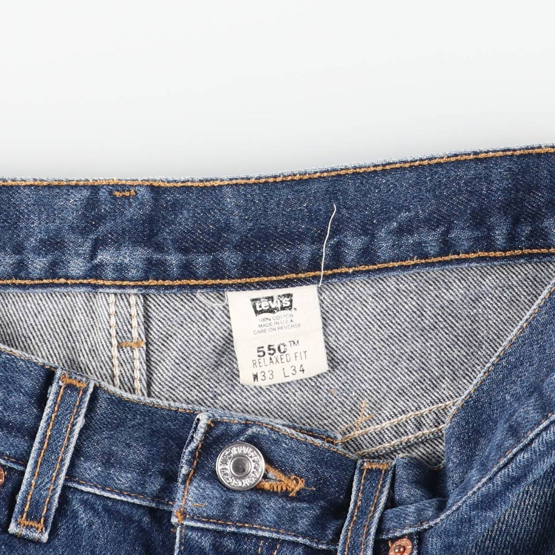 2000'S Levi's 00550-0216 Relaxed Fit Tapered Denim Pants, Made in USA, Men's Size W33 cotton navy blue type Vintage Second Hand