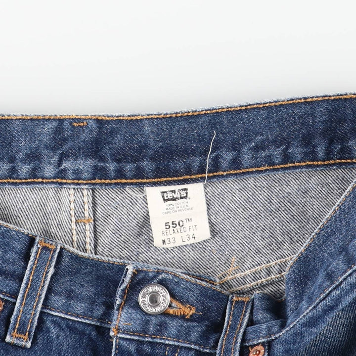 2000'S Levi's 00550-0216 Relaxed Fit Tapered Denim Pants, Made in USA, Men's Size W33 cotton navy blue type Vintage Second Hand