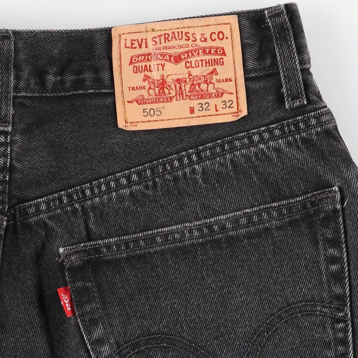 Levi's 505 Regular Fit Tapered Denim Pants, Black, Men's, Size W30 cotton black type Vintage Second Hand