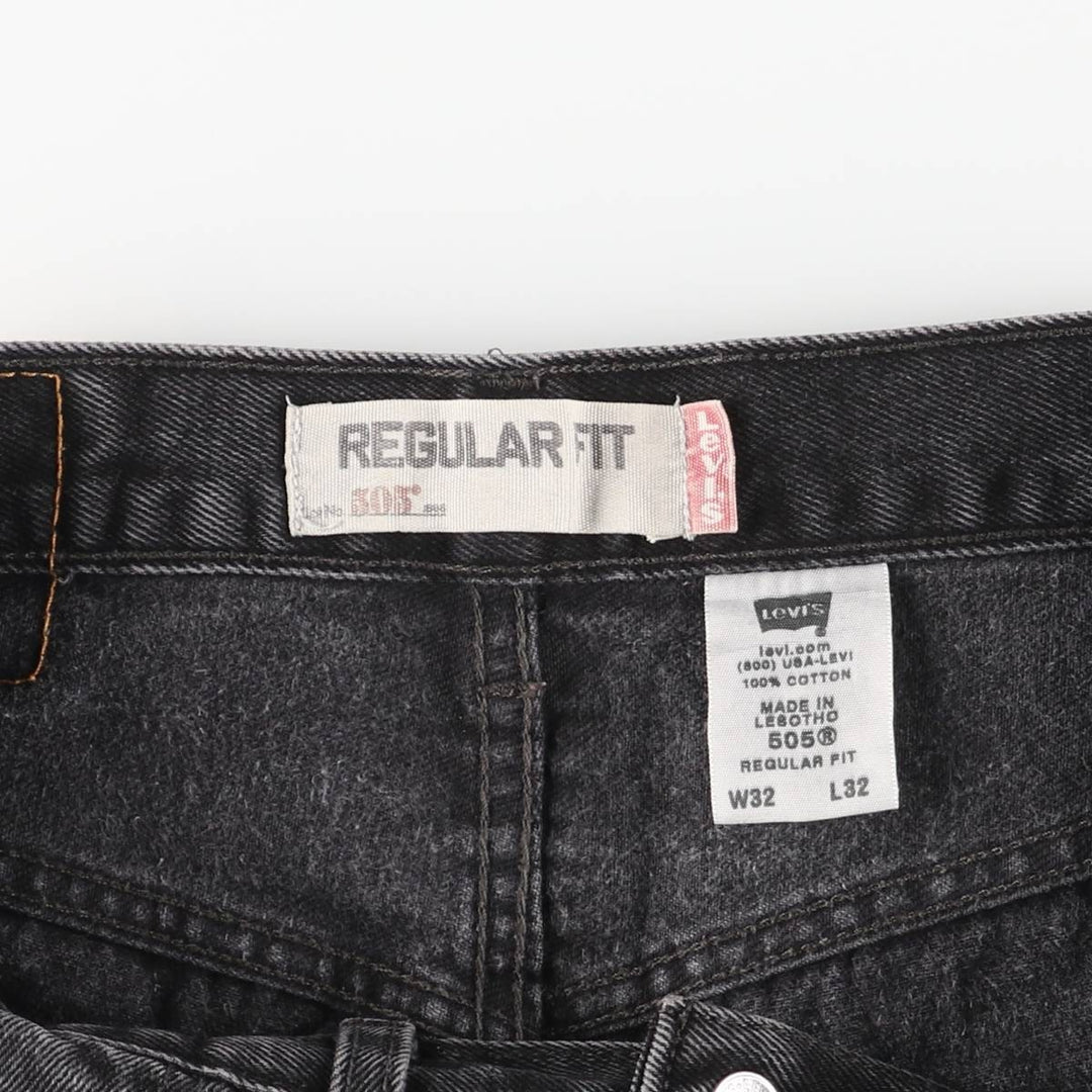 Levi's 505 Regular Fit Tapered Denim Pants, Black, Men's, Size W30 cotton black type Vintage Second Hand