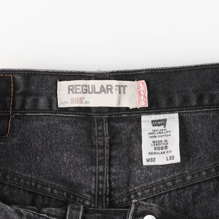 Levi's 505 Regular Fit Tapered Denim Pants, Black, Men's, Size W30 cotton black type Vintage Second Hand