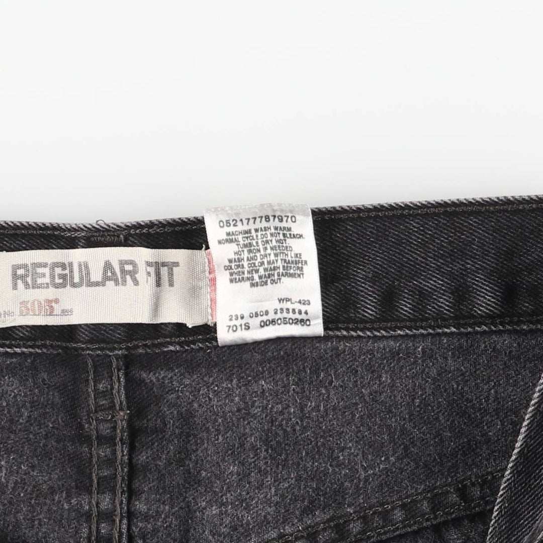Levi's 505 Regular Fit Tapered Denim Pants, Black, Men's, Size W30 cotton black type Vintage Second Hand