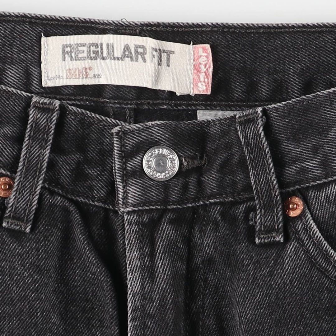 Levi's 505 Regular Fit Tapered Denim Pants, Black, Men's, Size W30 cotton black type Vintage Second Hand