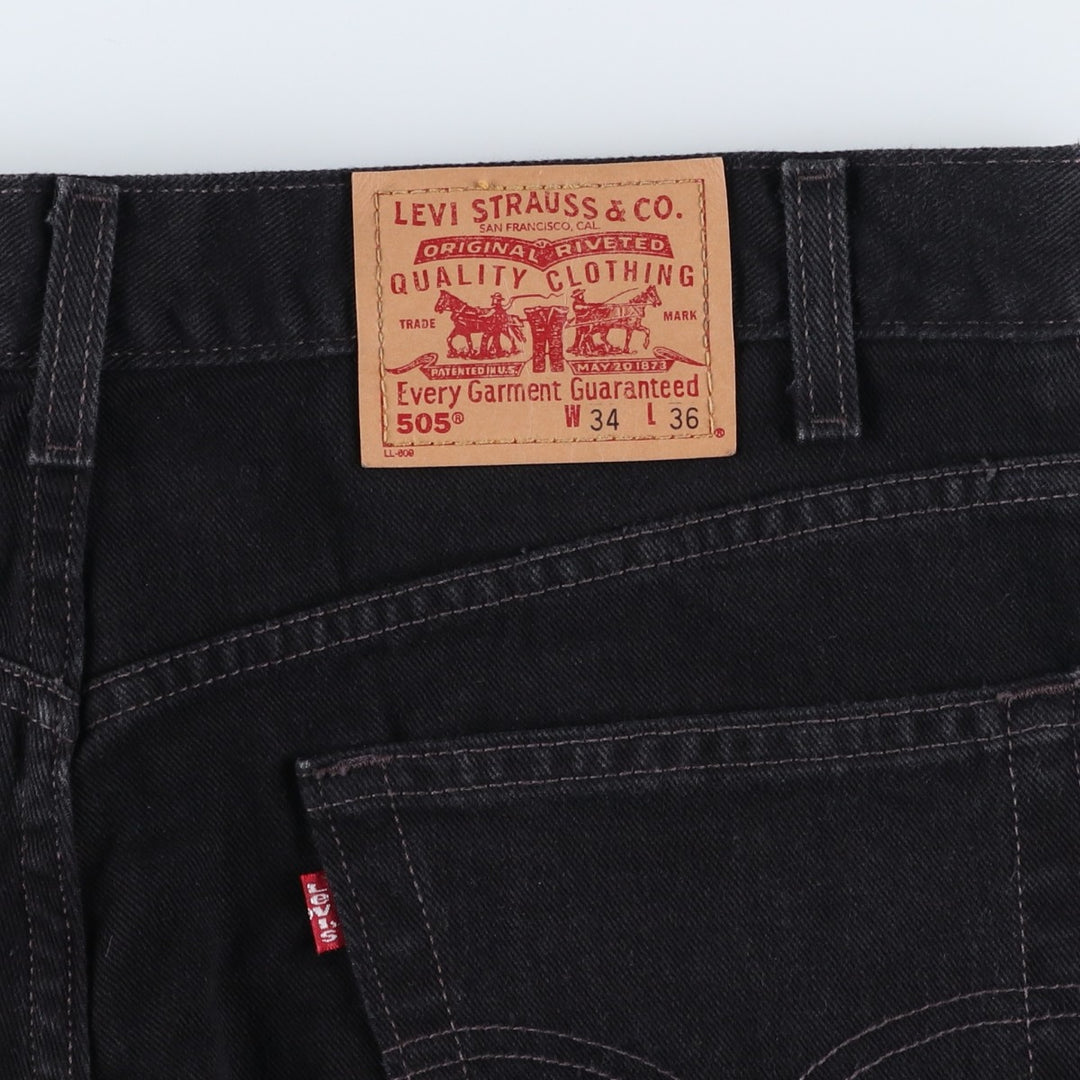 00'S Levi's 505 REGULAR FIT STRAIGHT LEG tapered denim pants for men, size w34 cotton black type Vintage Second Hand