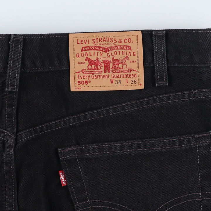 00'S Levi's 505 REGULAR FIT STRAIGHT LEG tapered denim pants for men, size w34 cotton black type Vintage Second Hand