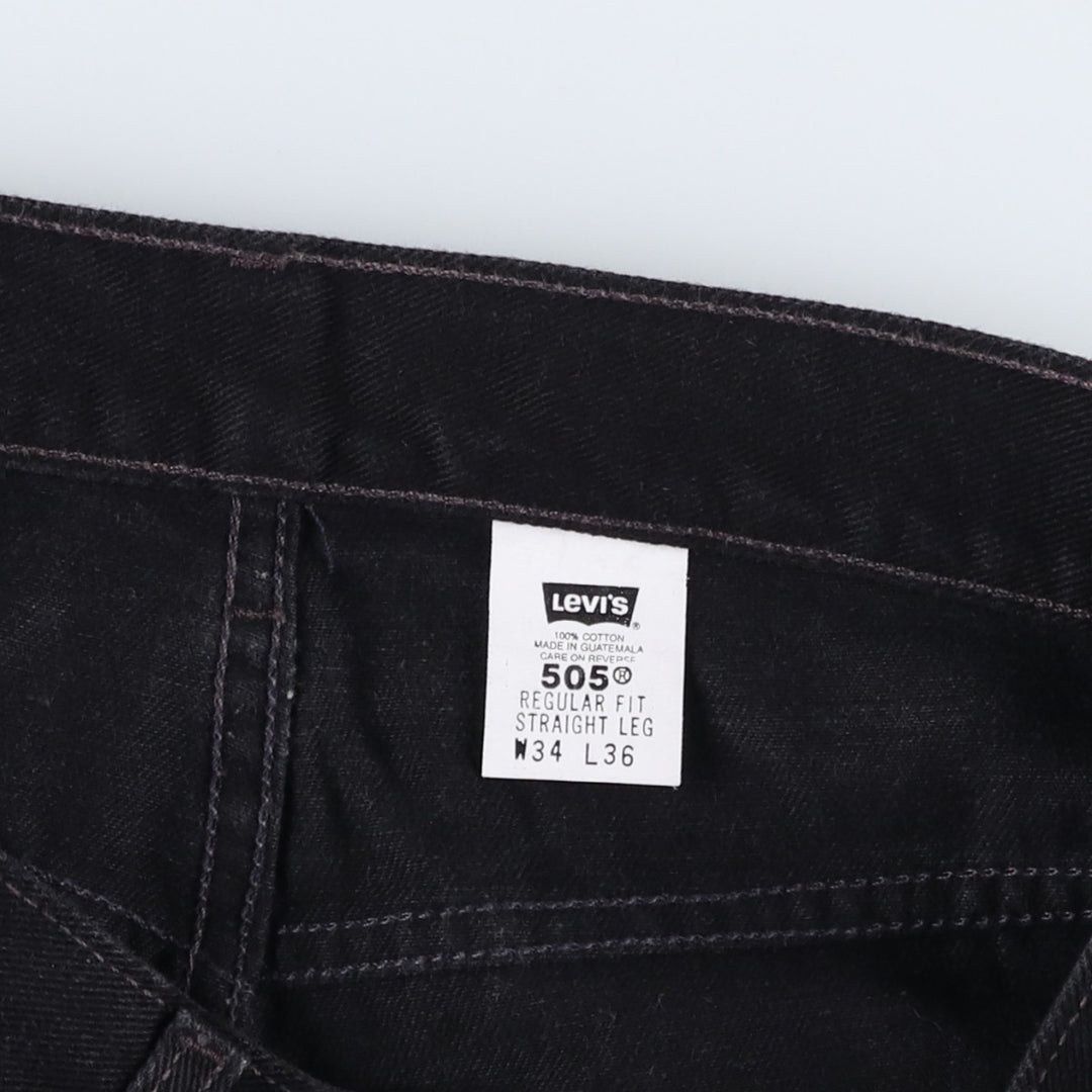 00'S Levi's 505 REGULAR FIT STRAIGHT LEG tapered denim pants for men, size w34 cotton black type Vintage Second Hand
