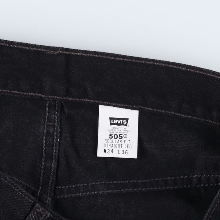00'S Levi's 505 REGULAR FIT STRAIGHT LEG tapered denim pants for men, size w34 cotton black type Vintage Second Hand