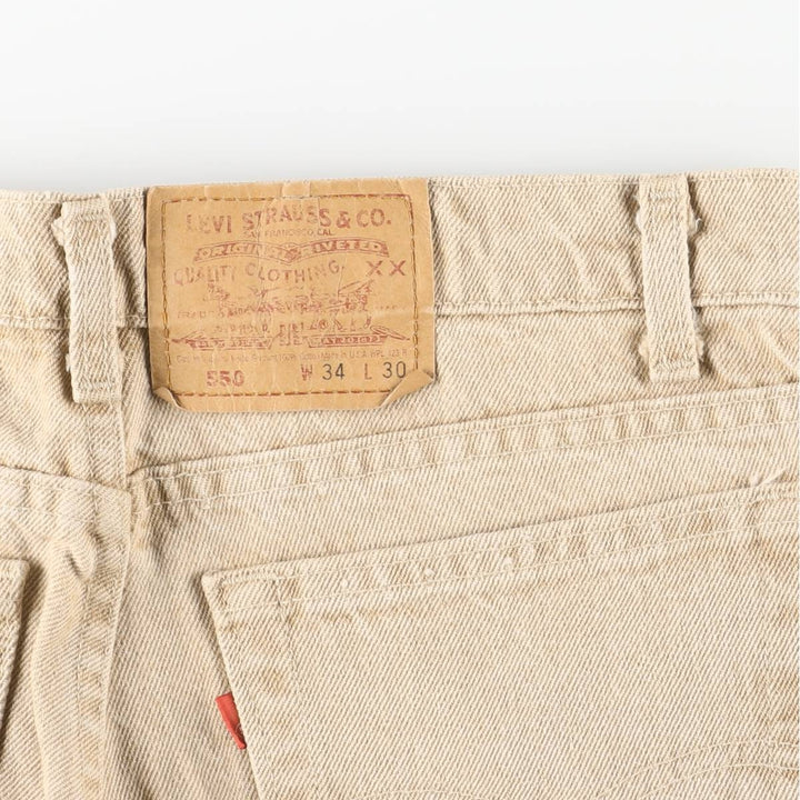 90s-00'S Vintage Levi's 550-4813 Tapered Denim Pants, Made in USA, Men's Size 34 cotton Beige type Vintage Second Hand