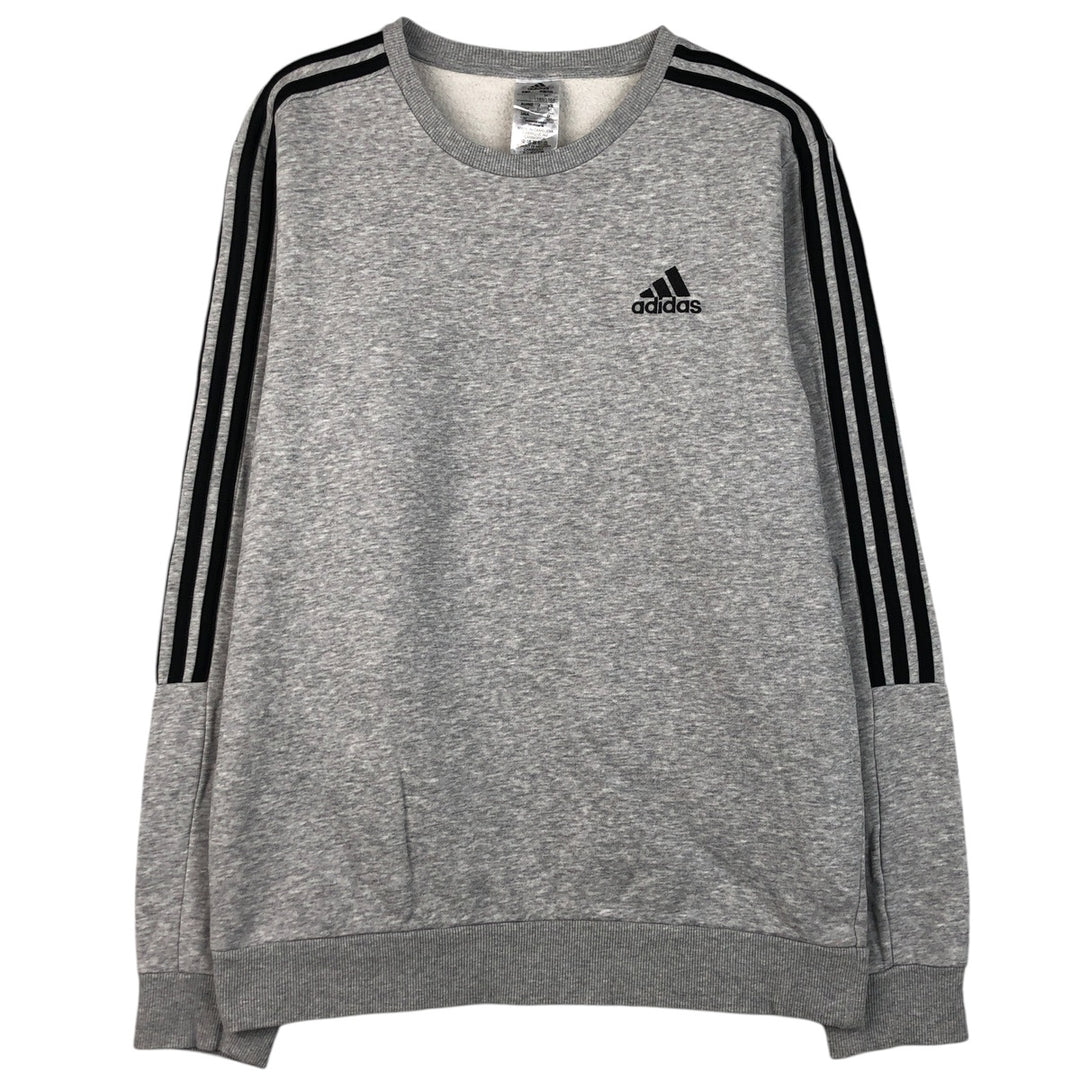 Adidas 3-Line One-Point Logo Sweatshirt, Men's Size M cotton gray type Vintage Second Hand