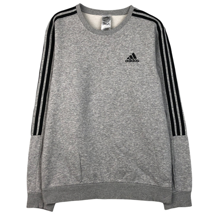 Adidas 3-Line One-Point Logo Sweatshirt, Men's Size M cotton gray type Vintage Second Hand