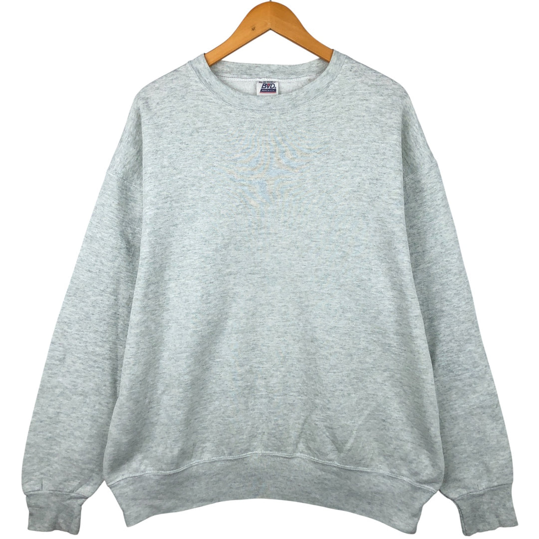 90'S BVD plain blank sweatshirt, sweatshirt, made in USA, men's XL size, vintage cotton gray type Vintage Second Hand