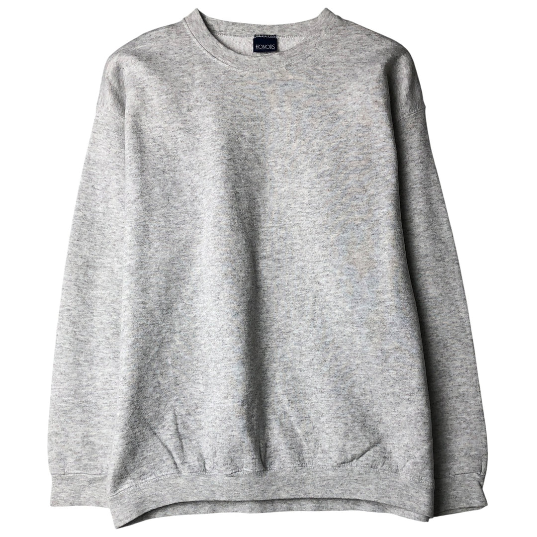 Vintage 90'S HONORS plain blank sweatshirt, made in the USA, size L, men's cotton gray type Vintage Second Hand