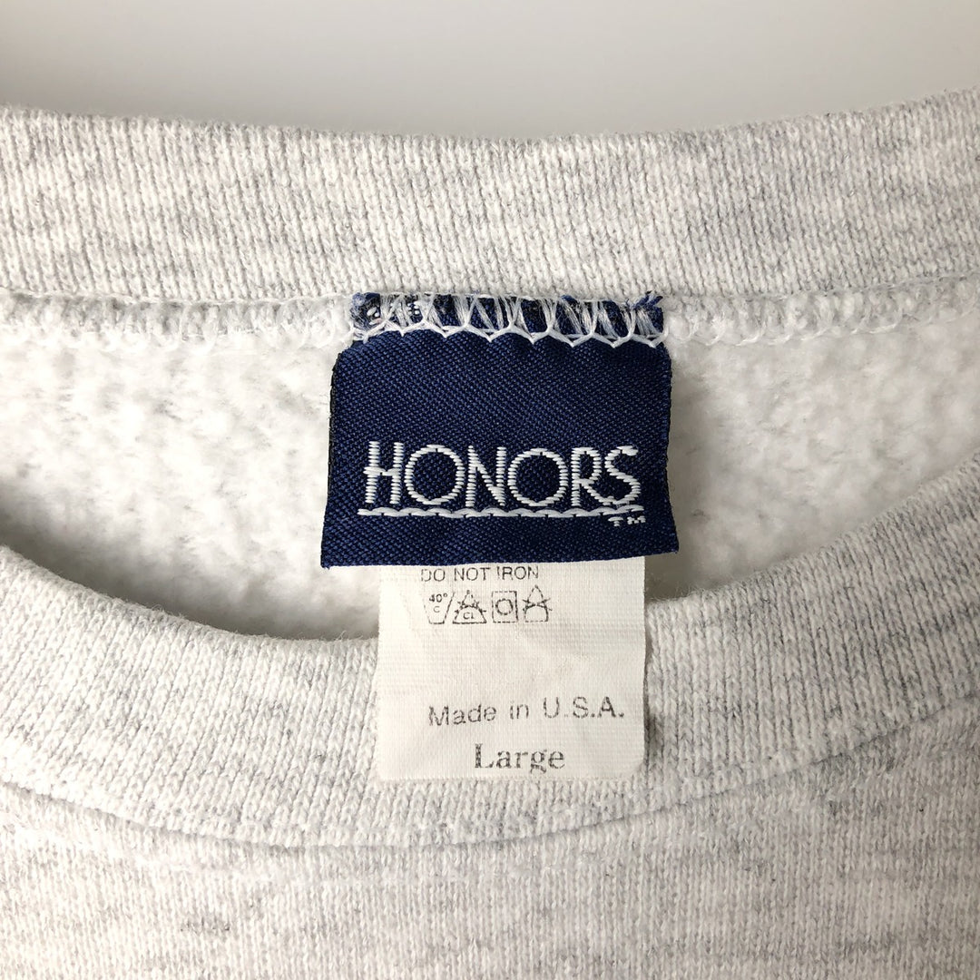 Vintage 90'S HONORS plain blank sweatshirt, made in the USA, size L, men's cotton gray type Vintage Second Hand