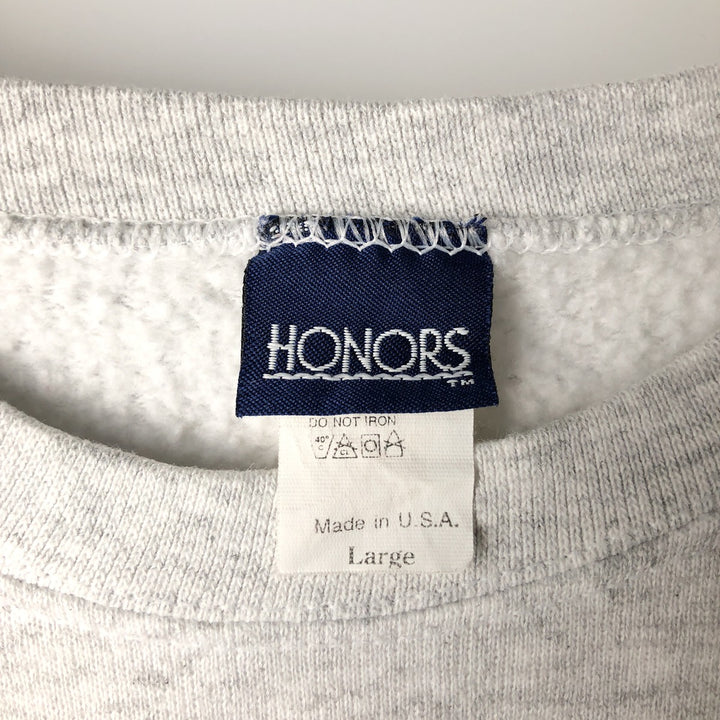 Vintage 90'S HONORS plain blank sweatshirt, made in the USA, size L, men's cotton gray type Vintage Second Hand