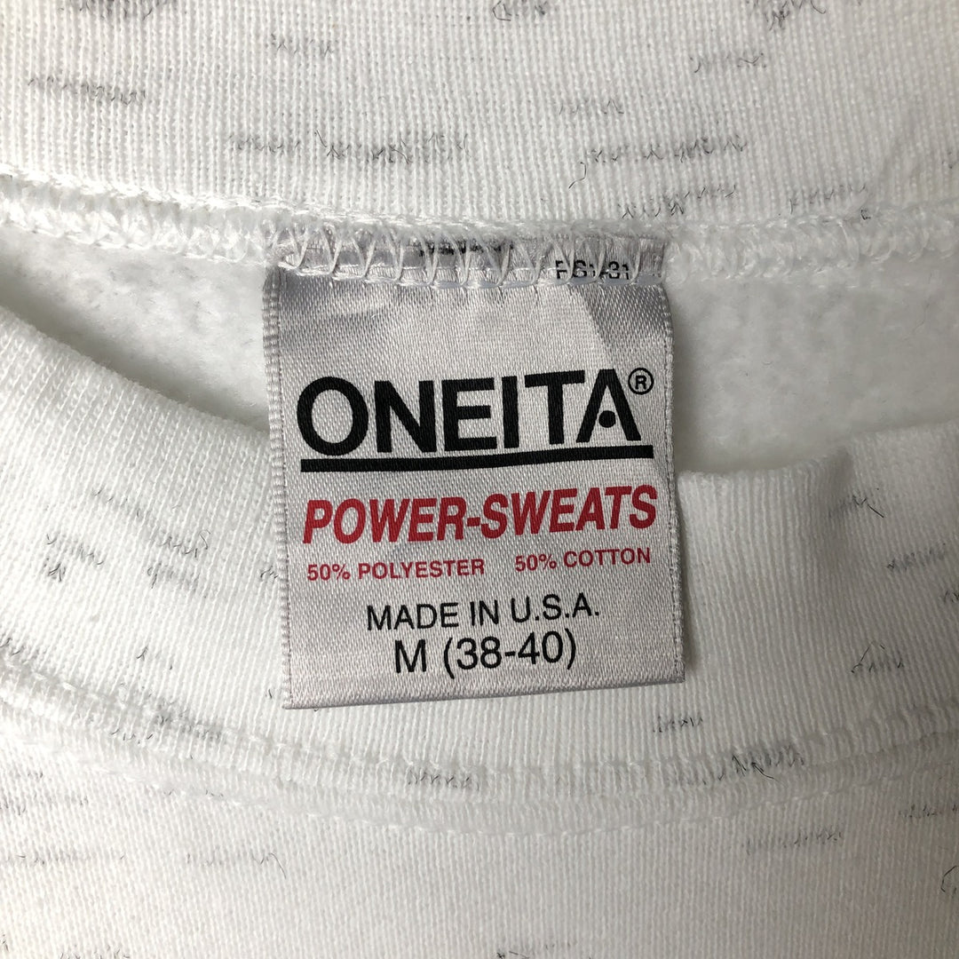 Vintage 90'S ONEITA plain blank sweatshirt, made in the USA, size M, men's. polyester white type Vintage Second Hand
