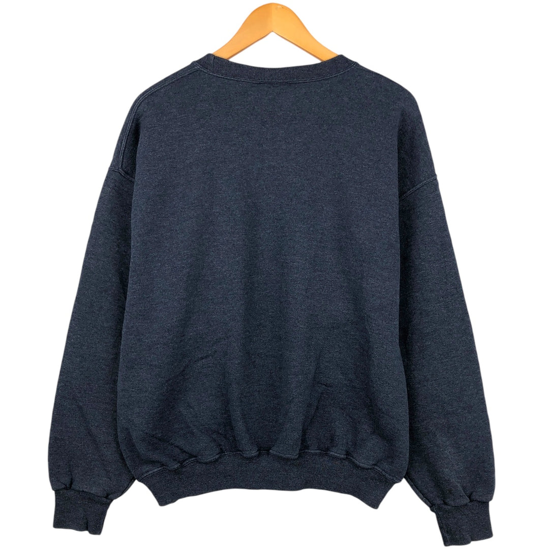 2000'S - Russell plain blank sweatshirt, men's size L polyester navy blue type Vintage Second Hand