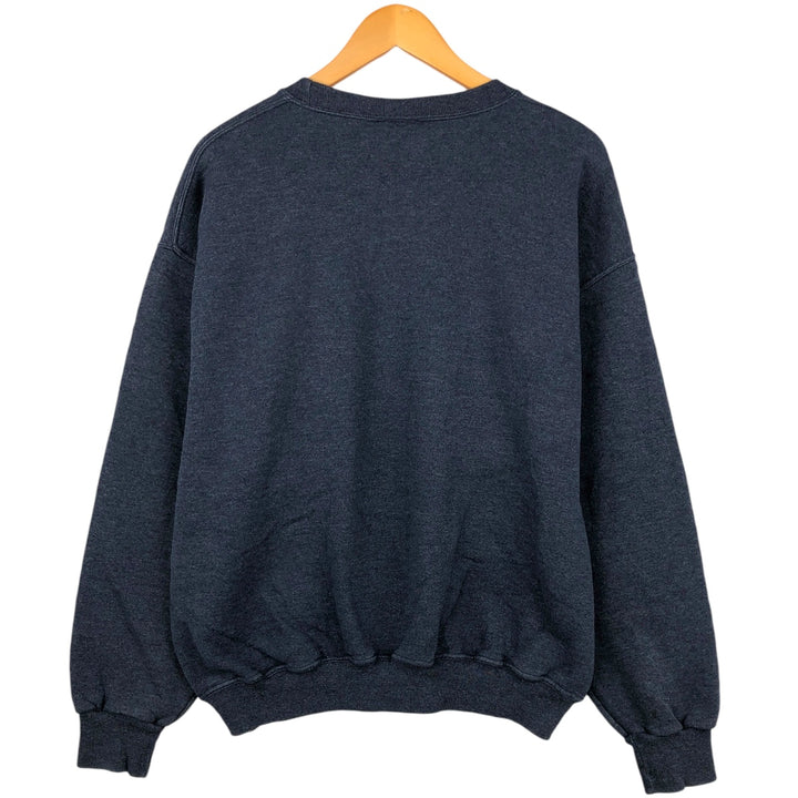 2000'S - Russell plain blank sweatshirt, men's size L polyester navy blue type Vintage Second Hand