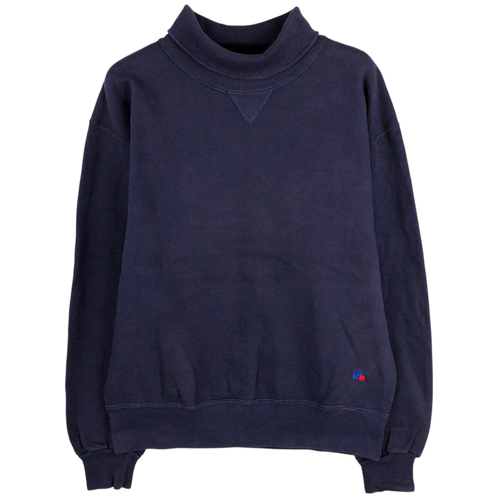 Vintage 90'S Russell High Cotton Turtleneck Sweatshirt, Made in USA, Men's Size Medium cotton navy blue type Vintage Second Hand