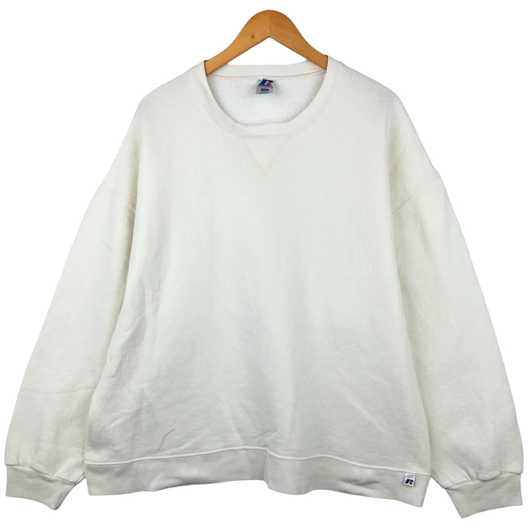 00'S ~ Russell plain blank sweatshirt, sweatshirt, men's XL size cotton unbleached Vintage Second Hand