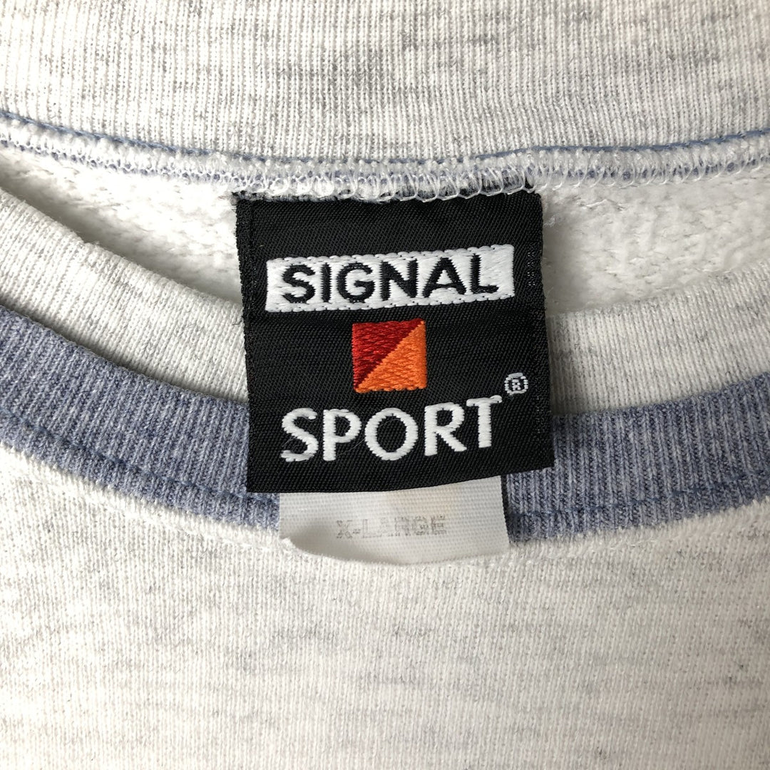 SIGNAL SPORT Solid Color Blank Sweatshirt, Made in USA, Men's XL, Two-Tone polyester white type Vintage Second Hand