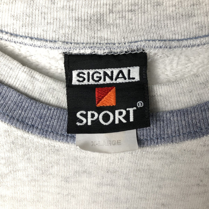 SIGNAL SPORT Solid Color Blank Sweatshirt, Made in USA, Men's XL, Two-Tone polyester white type Vintage Second Hand