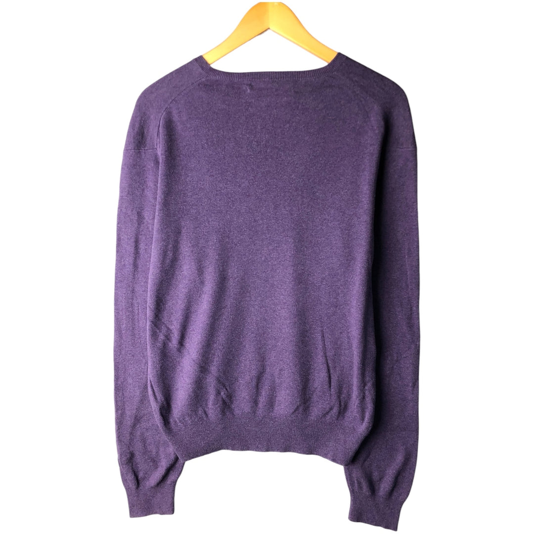 Ralph Lauren POLO by Ralph Lauren V-neck Pima cotton knit sweater, men's size M Pima Cotton purple type Vintage Second Hand