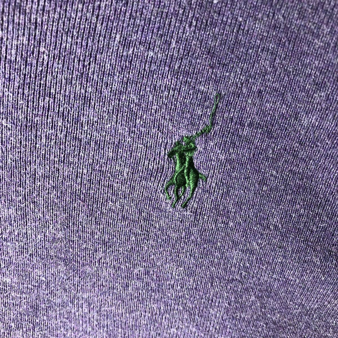 Ralph Lauren POLO by Ralph Lauren V-neck Pima cotton knit sweater, men's size M Pima Cotton purple type Vintage Second Hand