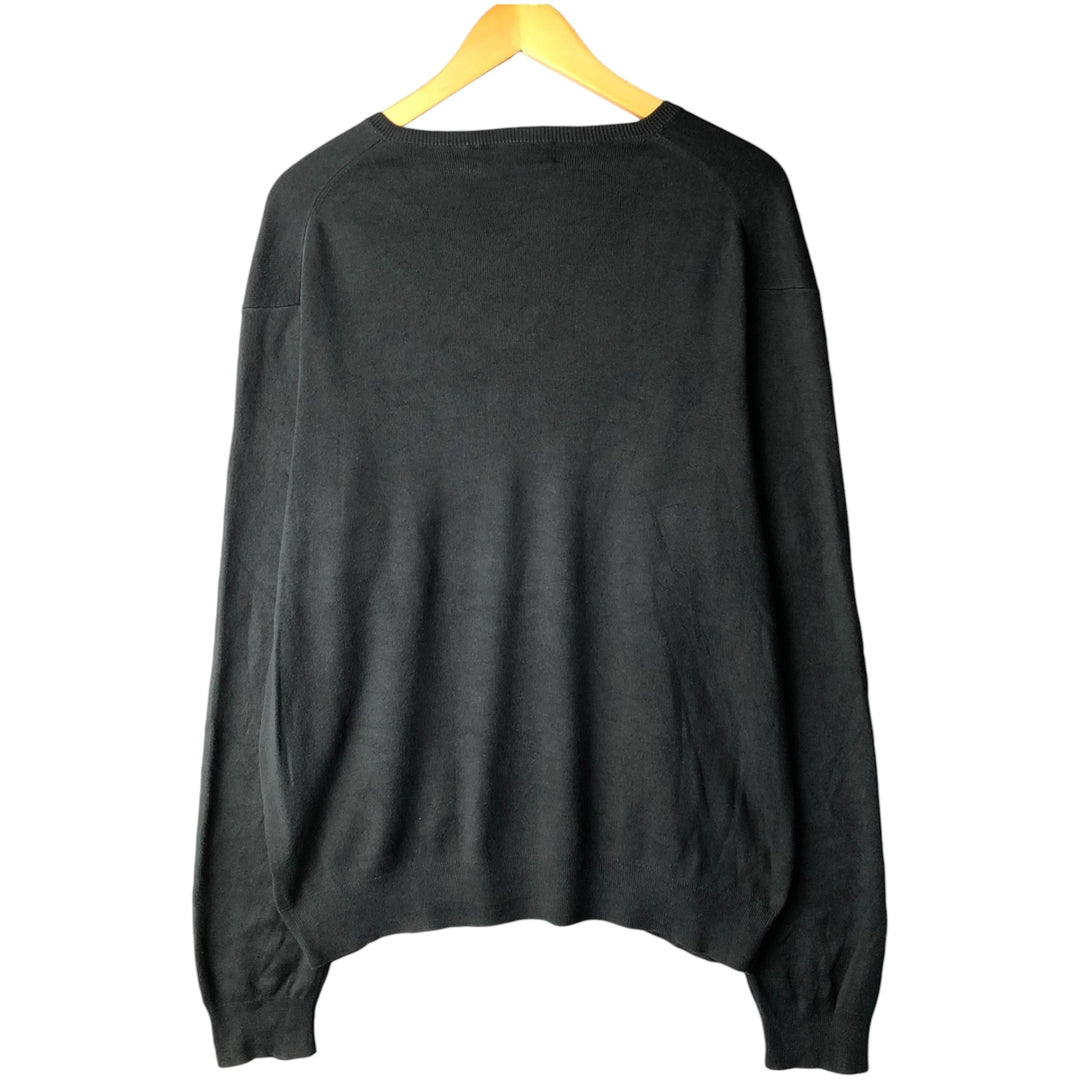 Ralph Lauren POLO by Ralph Lauren V-neck Pima cotton knit sweater, men's size XL Pima Cotton black type Vintage Second Hand