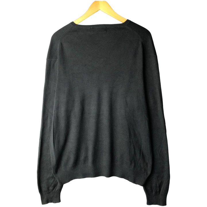 Ralph Lauren POLO by Ralph Lauren V-neck Pima cotton knit sweater, men's size XL Pima Cotton black type Vintage Second Hand