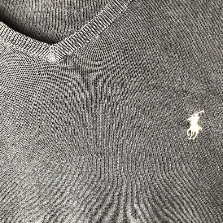 Ralph Lauren POLO by Ralph Lauren V-neck Pima cotton knit sweater, men's size XL Pima Cotton black type Vintage Second Hand