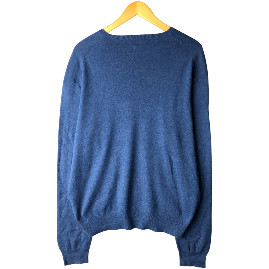 Ralph Lauren POLO RALPH LAUREN PIMA COTTON V-neck Pima cotton knit sweater, men's size L Pima Cotton blue type Vintage Second Hand