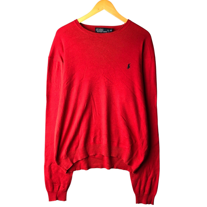 Ralph Lauren POLO by Ralph Lauren Pima Cotton Knit Sweater, Men's XL Pima Cotton red type Vintage Second Hand