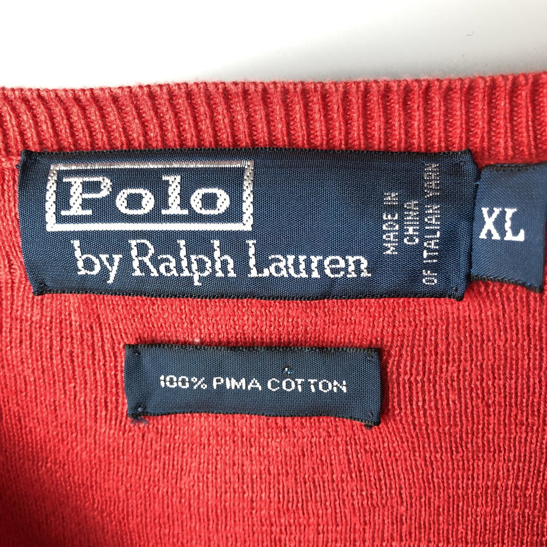 Ralph Lauren POLO by Ralph Lauren Pima Cotton Knit Sweater, Men's XL Pima Cotton red type Vintage Second Hand