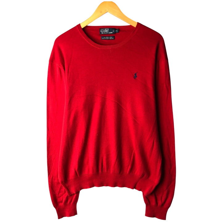 Ralph Lauren POLO by Ralph Lauren Pima Cotton Knit Sweater, Men's XL Pima Cotton Red type red-purple Vintage Second Hand