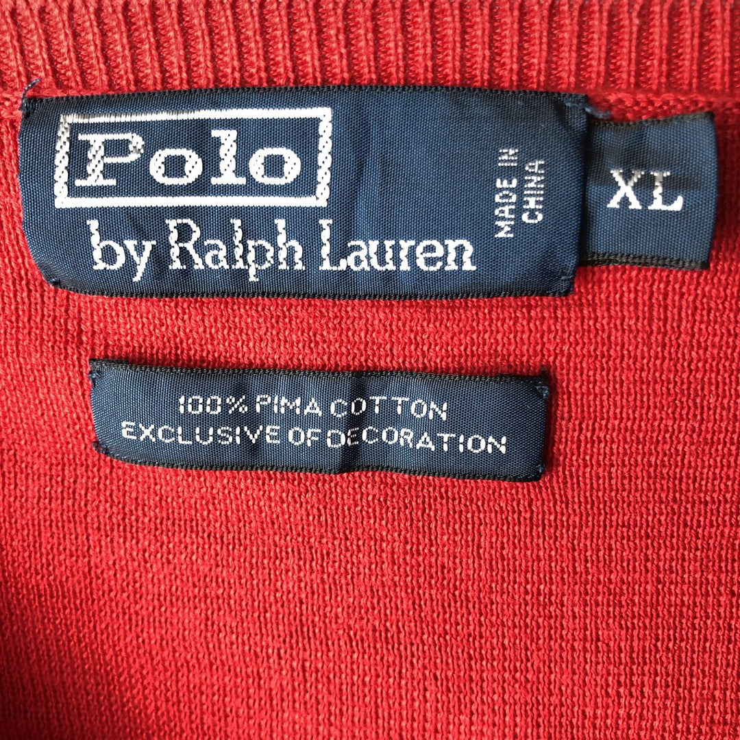 Ralph Lauren POLO by Ralph Lauren Pima Cotton Knit Sweater, Men's XL Pima Cotton Red type red-purple Vintage Second Hand