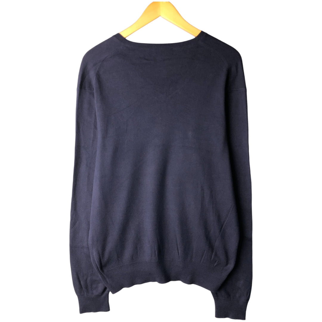 Ralph Lauren POLO RALPH LAUREN PIMA COTTON V-neck Pima cotton knit sweater, men's size L Pima Cotton navy blue type Vintage Second Hand
