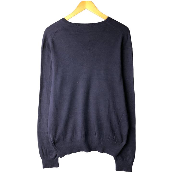 Ralph Lauren POLO RALPH LAUREN PIMA COTTON V-neck Pima cotton knit sweater, men's size L Pima Cotton navy blue type Vintage Second Hand