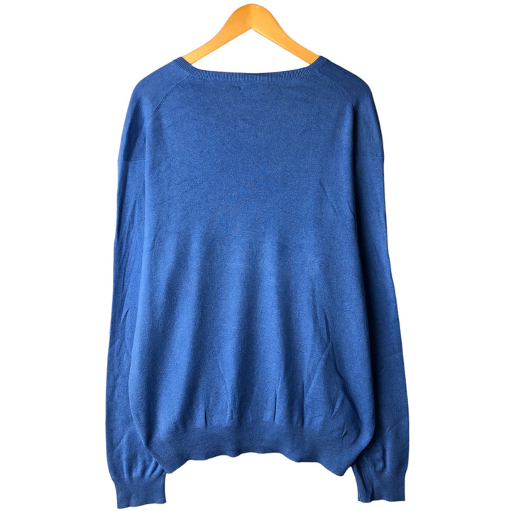 Ralph Lauren POLO RALPH LAUREN PIMA COTTON V-neck Pima cotton knit sweater, men's size XXL Pima Cotton blue type Vintage Second Hand