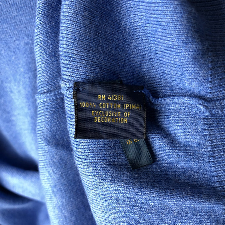 Ralph Lauren POLO RALPH LAUREN PIMA COTTON V-neck Pima cotton knit sweater, men's size XXL Pima Cotton blue type Vintage Second Hand