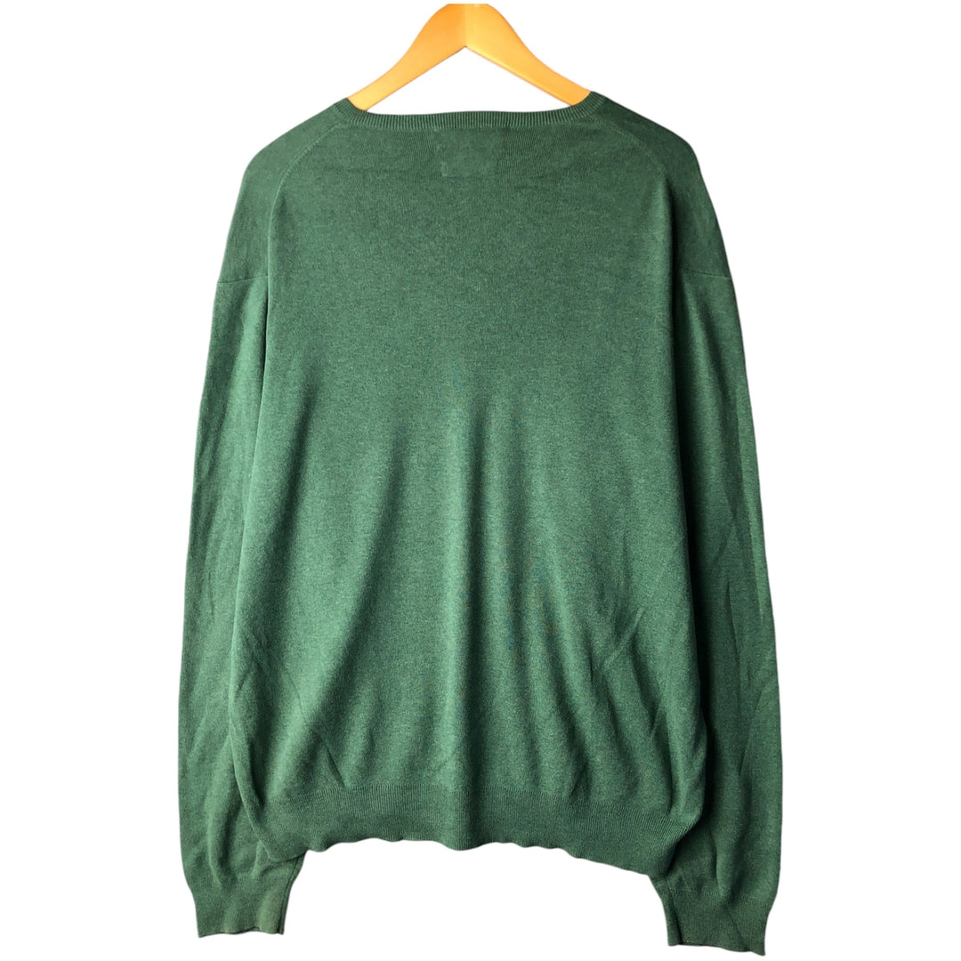 Ralph Lauren POLO by Ralph Lauren V-neck Pima cotton knit sweater, men's size XL Pima Cotton green type Vintage Second Hand