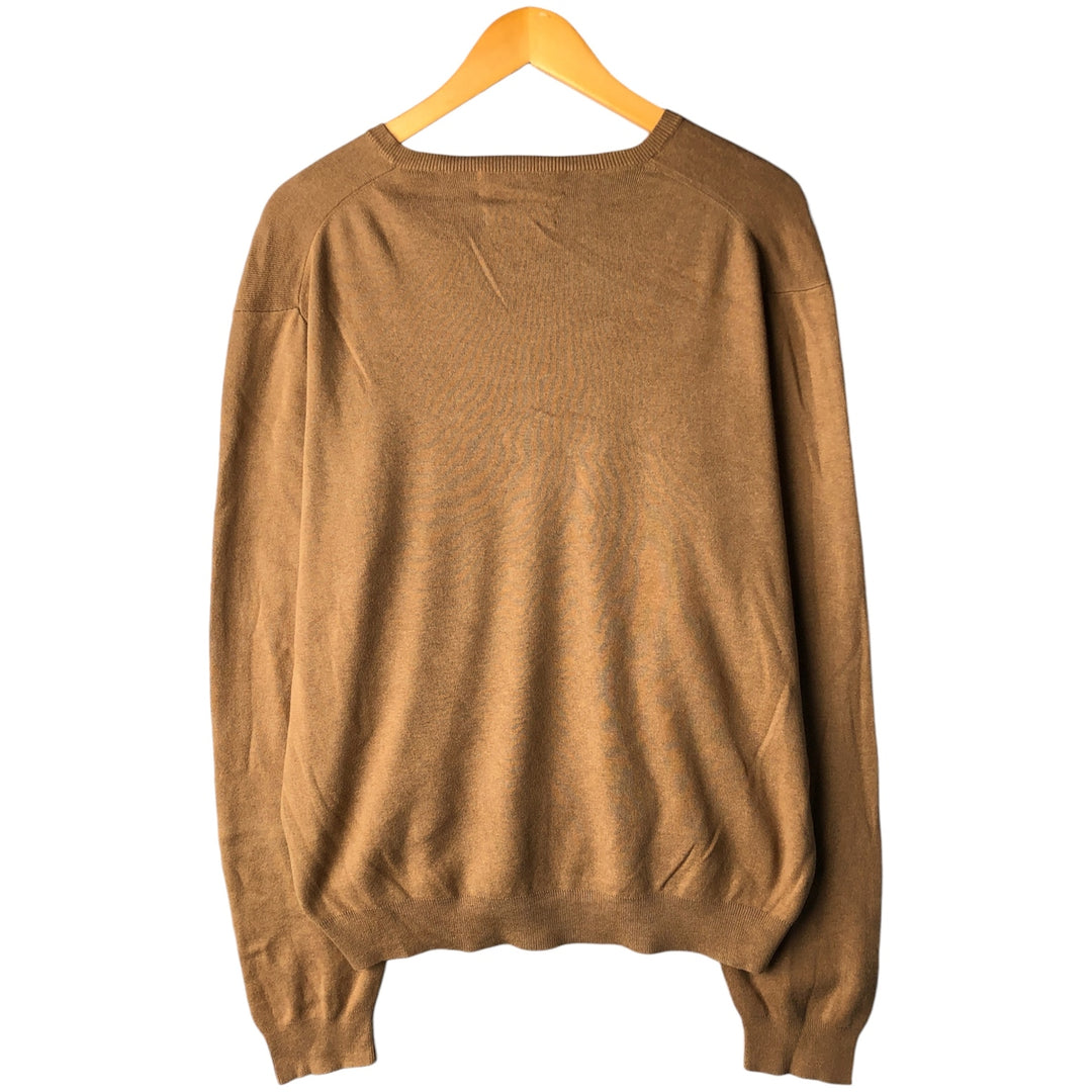 Ralph Lauren POLO by Ralph Lauren V-neck Pima cotton knit sweater, men's size XL Pima Cotton brown type Vintage Second Hand