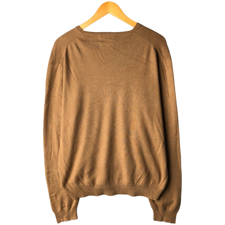 Ralph Lauren POLO by Ralph Lauren V-neck Pima cotton knit sweater, men's size XL Pima Cotton brown type Vintage Second Hand