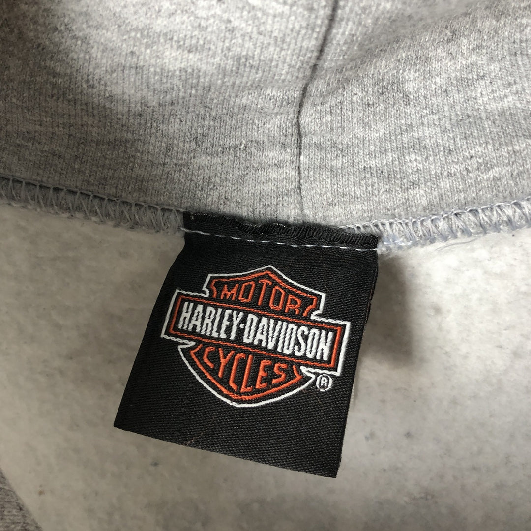 Harley-Davidson Skull Pattern Pullover Hoodie, Men's Size Medium cotton gray type Vintage Second Hand